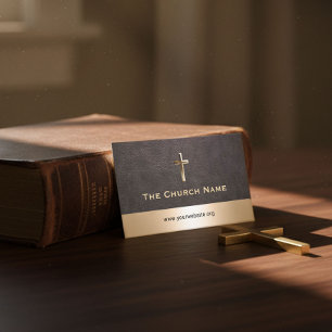Cartão De Visita Fronteira Dourada de Couro Escuro Elegante