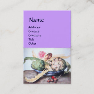 Cartão De Visita FRUTA, ARTICHOKES, ROSA, STRAWBERRIES Lilac