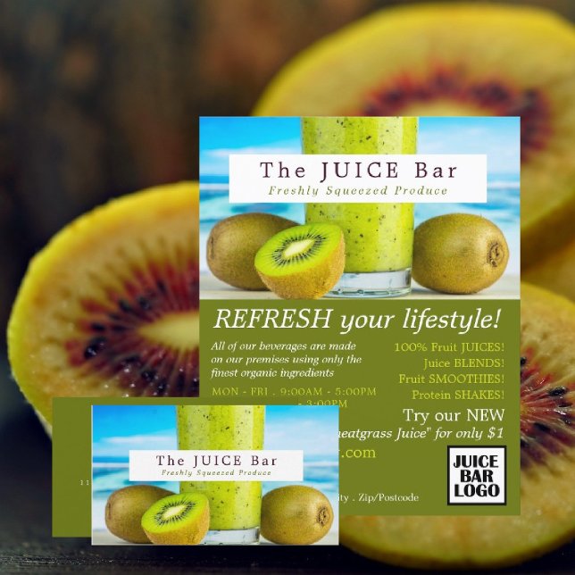 Cartão De Visita Fruta de Kiwi, Bar de suco (Criador carregado)