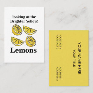 Cartão De Visita Fruta De Limões Olhando Para Os Limões Amarelos Ma