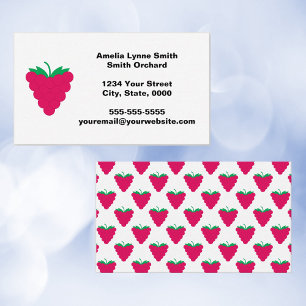 Cartão De Visita Fruta Rosa Personalizada Framboesa