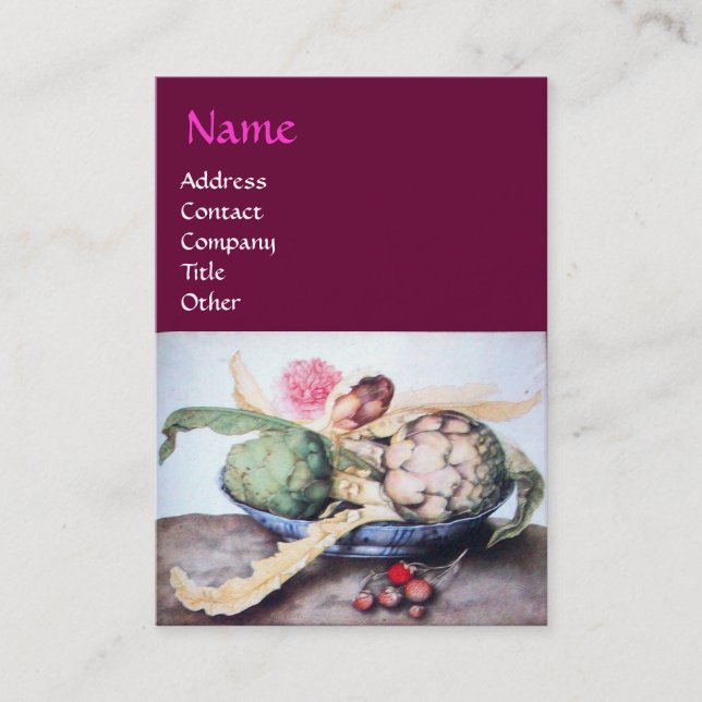 CARTÃO DE VISITA FRUTAS DA SEASON 4- ARTICHOKES, ROSA E STRAWBERRIE (Frente)