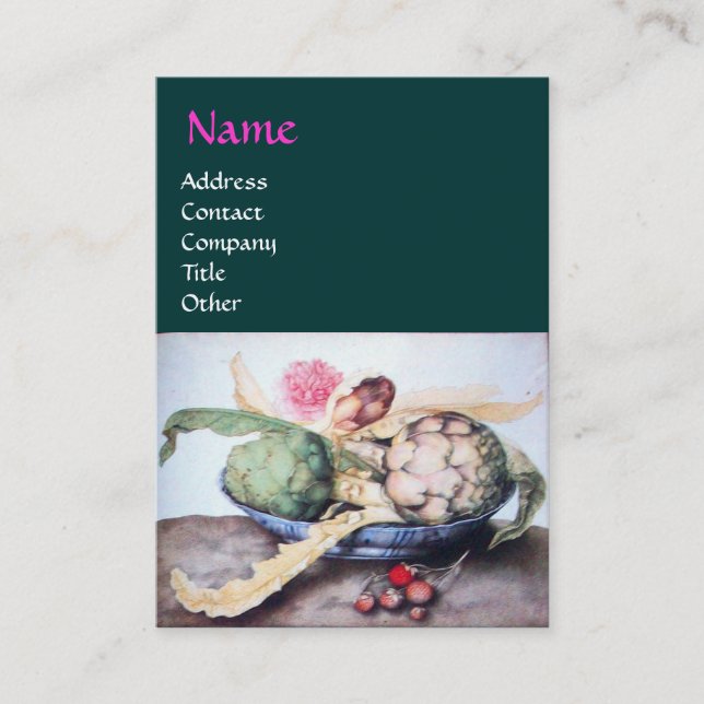 CARTÃO DE VISITA FRUTAS DA SEASON 4- ARTICHOKES, ROSA E STRAWBERRIE (Frente)