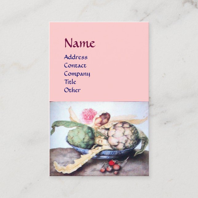 CARTÃO DE VISITA FRUTAS DA SEASON, ARTICHOKES, PINK ROSE, STRAWBERR (Frente)