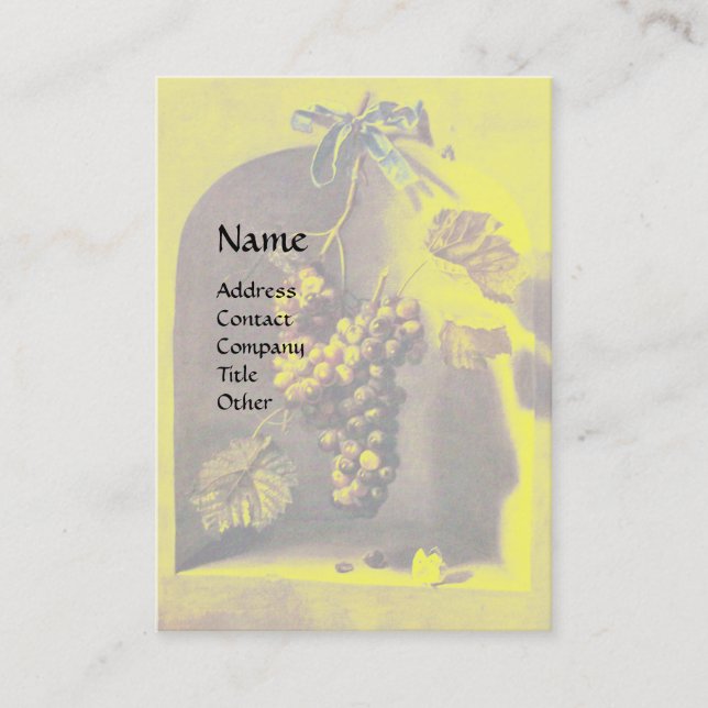 Cartão De Visita FRUTAS DA SEASON FECHAM UVAS Rústicas Amarelas (Frente)