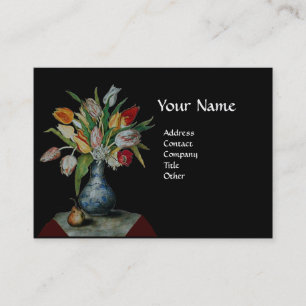 Cartão De Visita FRUTAS DA SEASON - TULIPS MONOGRAM preto e branco