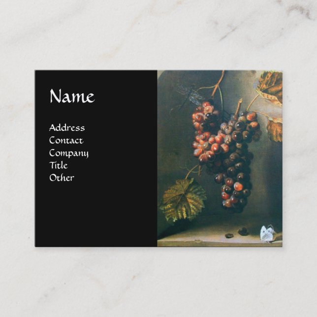 Cartão De Visita FRUTAS DA SEASON, Uvas Vermelhas Perfuradas, Borbo (Frente)