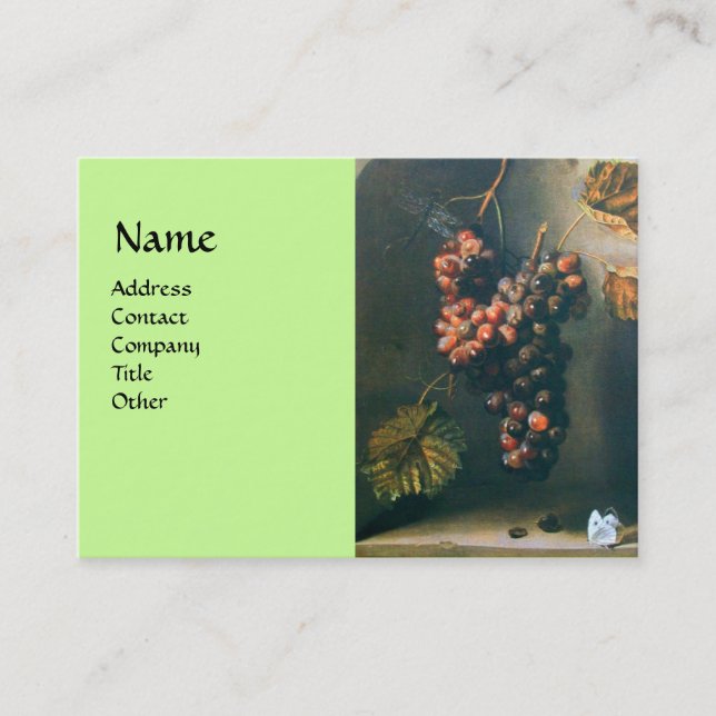 Cartão De Visita FRUTAS DA SEASON, Uvas Vermelhas Perfuradas, Borbo (Frente)