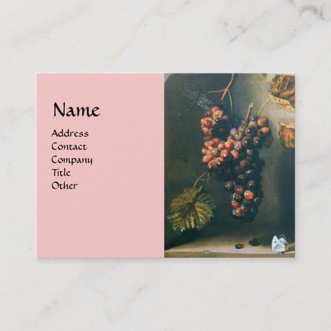 Cartão De Visita FRUTAS DA SEASON, Uvas Vermelhas Perfuradas, Borbo (Frente)