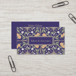 Cartão De Visita Frutas e Flores Elegante Roxo