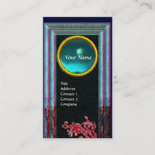CARTÃO DE VISITA FRUTAS MÁGICAS  AZUL ÁGUA-MARINHA JOIA MONOGRAMA V