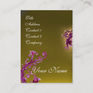 Cartão De Visita FRUTAS MÁGICAS MONOGRAMA roxo vermelho amarelo