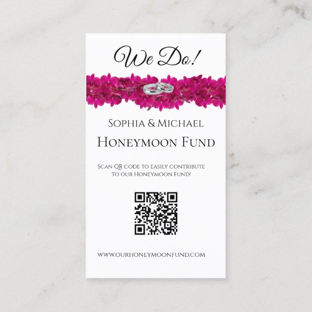 Cartão De Visita Fuchsia Orchids - We Do-Wedings-Registry- (Verso)