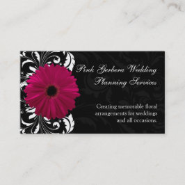 Cartão De Visita Fuchsia Scroll Gerbera Daisy w/Black and White