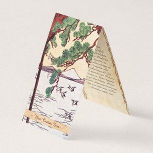 Cartão De Visita Fuji, aves da árvore marinha ukiyo-e, Legal japonê