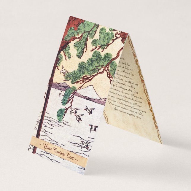 Cartão De Visita Fuji, aves da árvore marinha ukiyo-e, Legal japonê (Frente)