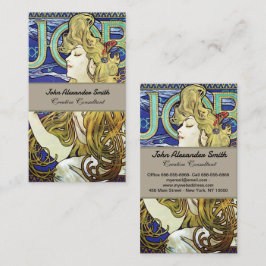 Cartão De Visita Fumaça Elegante, Trabalho de Alphonse Mucha Art No