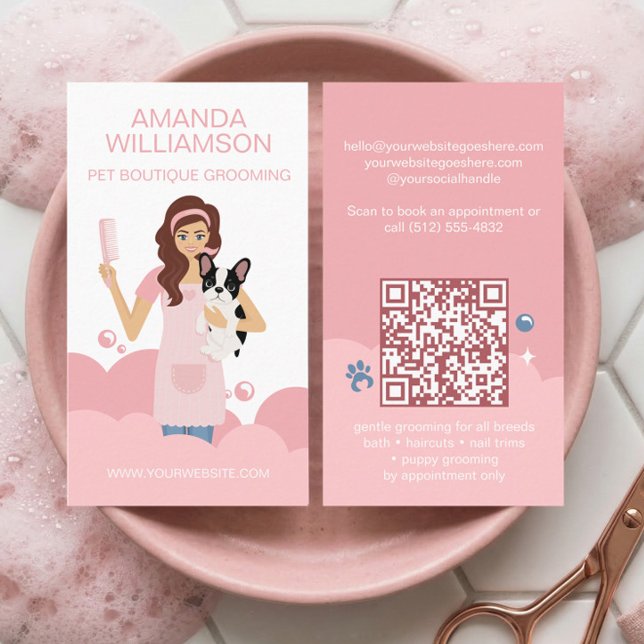 Cartão De Visita Fun Pampered Pet Dog Groomer Professional Stylist  (Fun Pampered Pet Dog Groomer Professional Stylist Business Card)