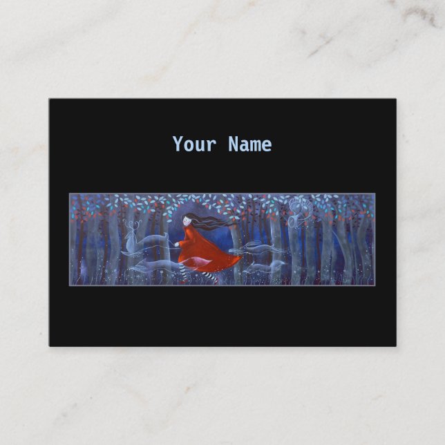 Cartão De Visita Funcionamento nas madeiras na noite. No preto (Frente)