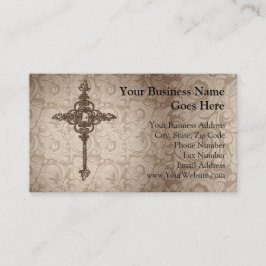 Cartão De Visita Fundo cristão da cruz w/Swirl do rolo elegante