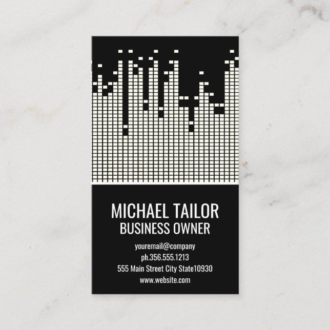 Cartão De Visita Fundo da Bar de som de pixel (Frente)