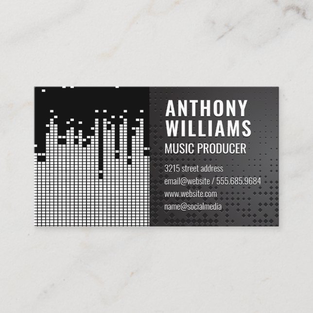Cartão De Visita Fundo da Bar de som de pixel (Frente)