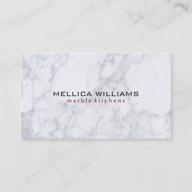 Cartão De Visita Fundo da Pedra Marble Branca Elegante (Frente)