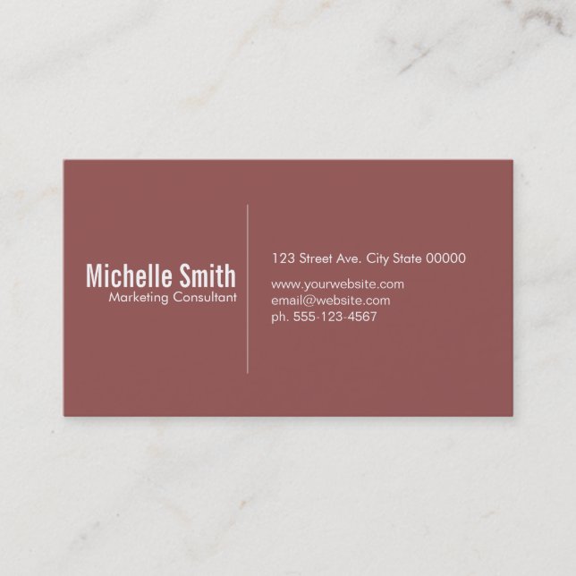 Cartão De Visita Fundo de Borgonha com Linha de Divisor (Frente)