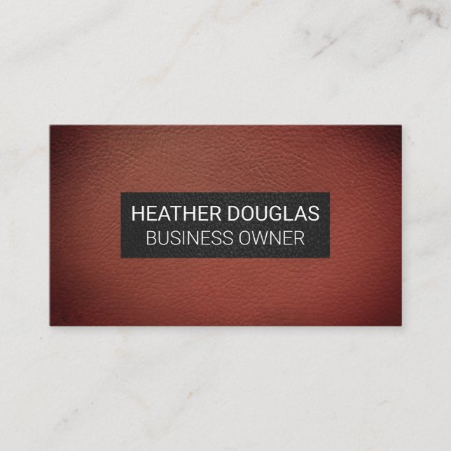 Cartão De Visita Fundo de couro de Vignette Vermelha Escura (Frente)