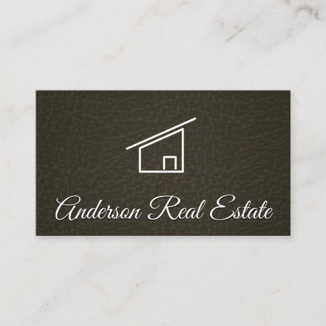 Cartão De Visita Fundo de couro | Imobilizador | Ícone Residencial (Frente)