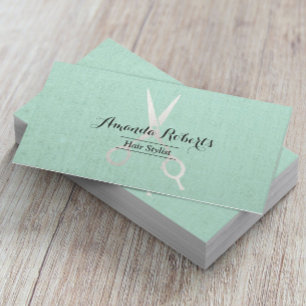 Cartão De Visita Fundo de linho elegante do cabeleireiro