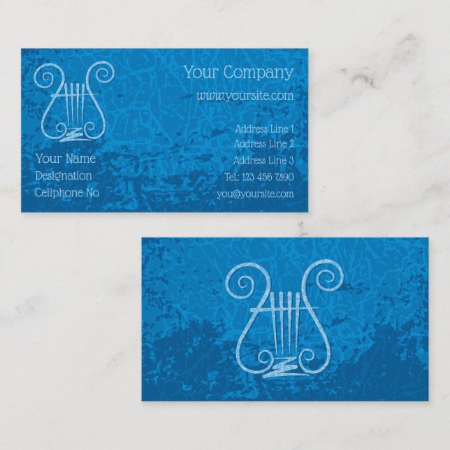 Cartão De Visita Fundo de Lyre Azul (Frente/Verso)
