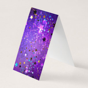Cartão De Visita Fundo de papel alumínio roxo com estrelas