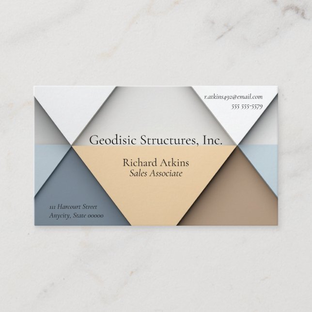 Cartão De Visita Fundo de triângulos em tons neutros (Frente)
