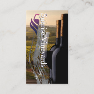 Cartão De Visita Fundo de Vinhedo Garrafas de Vinho Vidro