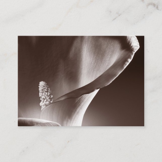 Cartão De Visita Fundo Preto de Flor Lily Branco (Frente)