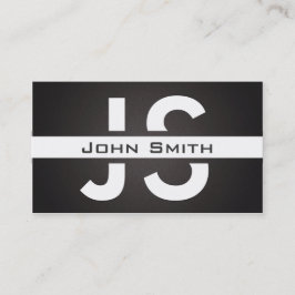 Cartão De Visita Fundo preto do monograma branco-quic moderno
