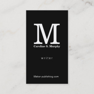 Cartão De Visita Fundo preto do Monograma Moderno