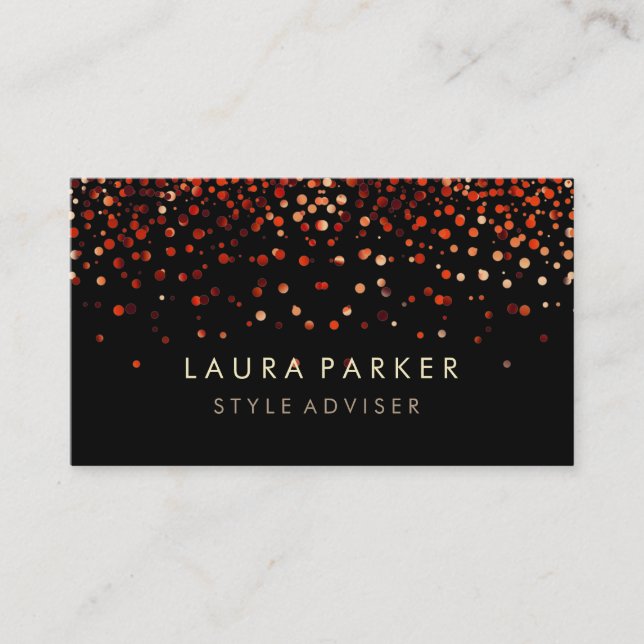 Cartão De Visita Fundo vermelho subtil do falso do brilho elegante (Frente)