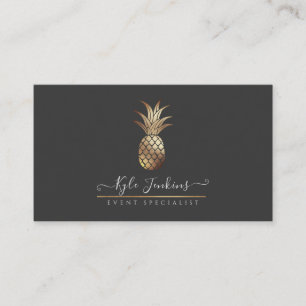 CARTÃO DE VISITA FUNDOS DE PINEAPPLES DOURADOS FALSOS FEITOS À MÃO
