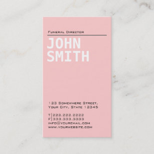 Cartão de visita fúnebre cor-de-rosa liso simples