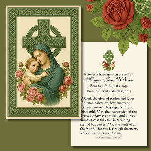 Cartão De Visita Funeral Memorial Irish Celtic Cross Mary Jesus
