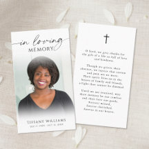 Funeral Memorial Photo Cross Christian Prayer Card
