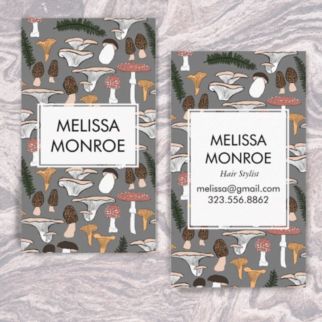 Cartão De Visita Fungi fungos fungos Ferns Pattern ilustrado (Criador carregado)