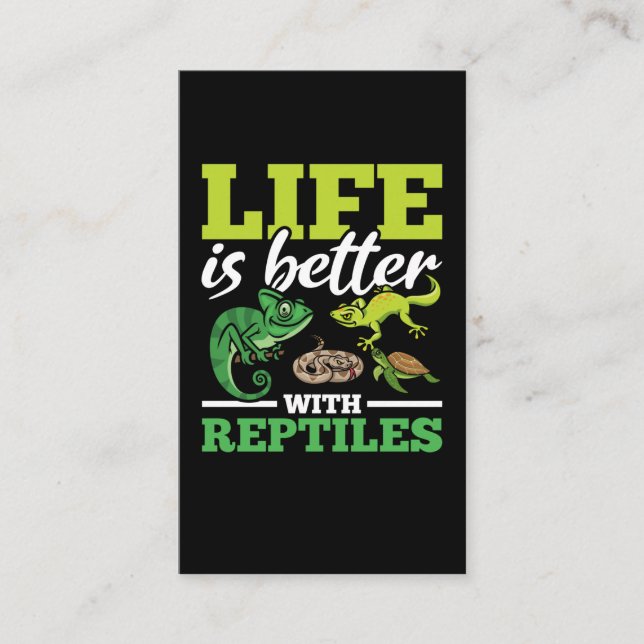 Cartão De Visita Funny Chameleon Cobra Gecko Turtle Reptile Lover (Frente)