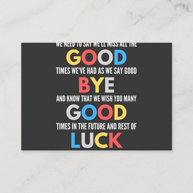 Cartão De Visita Funny Going Away Farewell (Frente)