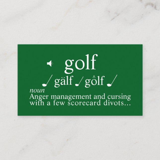 Cartão De Visita Funny Golf Instructor  Anger  Management on Green  (Frente)