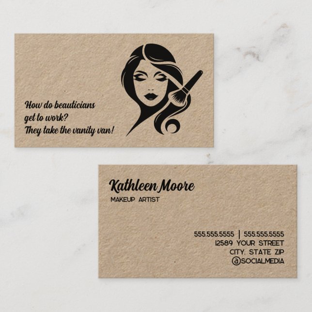 Cartão De Visita 💄 Funny Makeup Beautician Kraft (Frente/Verso)