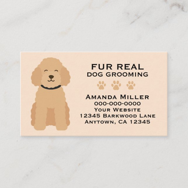 Cartão De Visita Fur Real Dog Grooming Funny Pet Groomer Design Art (Frente)