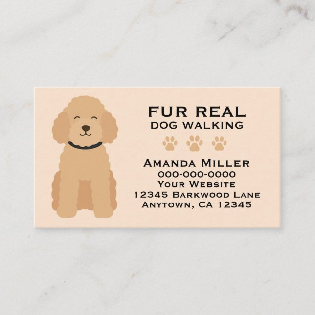 Cartão De Visita Fur Real Dog Walking Pet Exercise Fitness Humorous (Frente)